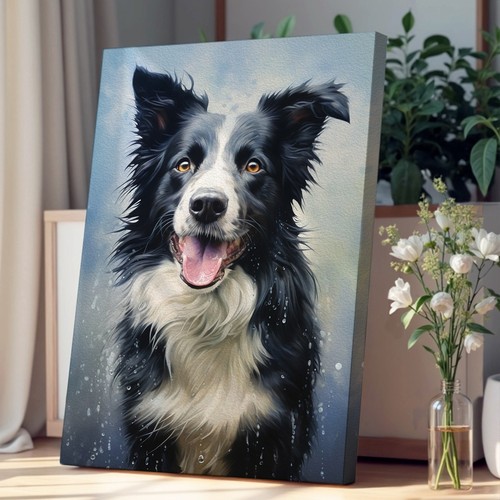 Border collie realism canvas - border,
