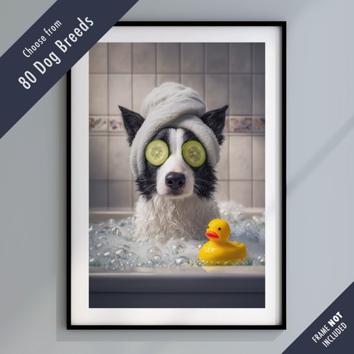 Funny dog bath print - in,