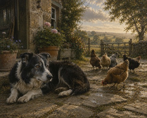 Border collie sunrise art - sunrise,