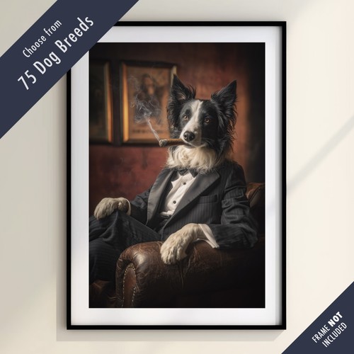 Funny dog smoking cigar print - dog,