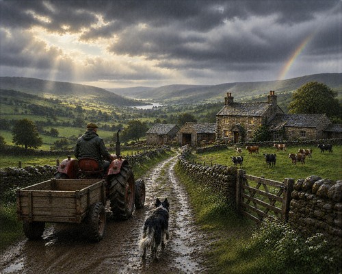 Border collie sunrise - collie, art