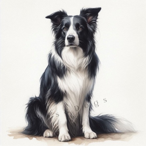 Border collie watercolour art - border,