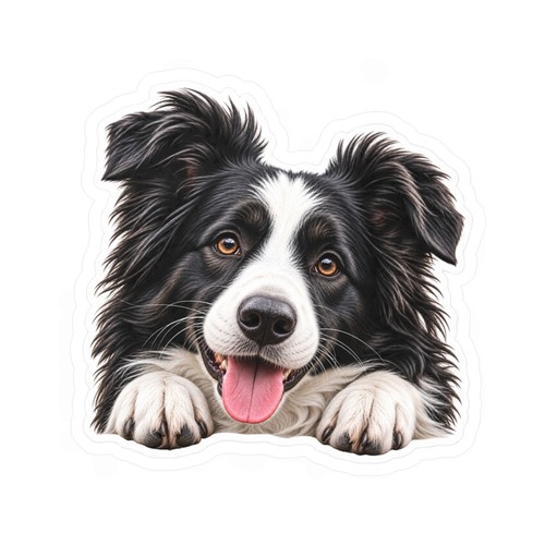 Border collie portrait sticker - portrait,