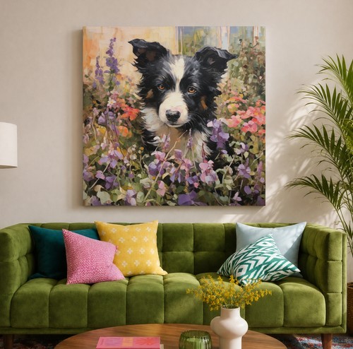 Border collie puppy canvas - border,